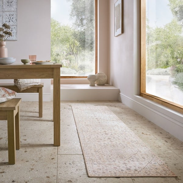 Krémový pratelný běhoun 60x230 cm Teo Traditional – Flair Rugs-image-1