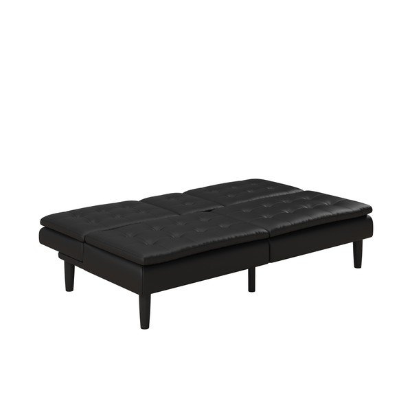 Černá rozkládací pohovka z imitace kůže 191 cm Maine – Støraa-image-4