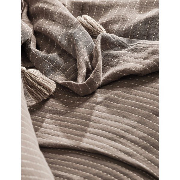 Hnědý prošívaný set přehozu a povlaků na polštář na dvoulůžko 220x240 cm Costa – Mijolnir-image-1