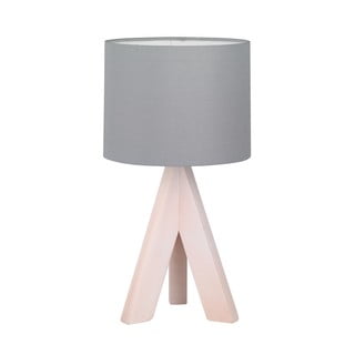Šedá stolní lampa z přírodního dřeva a tkaniny Trio Ging, výška 31 cm