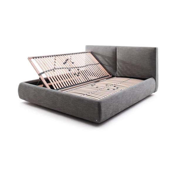 Tmavě šedá čalouněná dvoulůžková postel s úložným prostorem s roštem 180x200 cm Atesio – Meise Möbel-image-2
