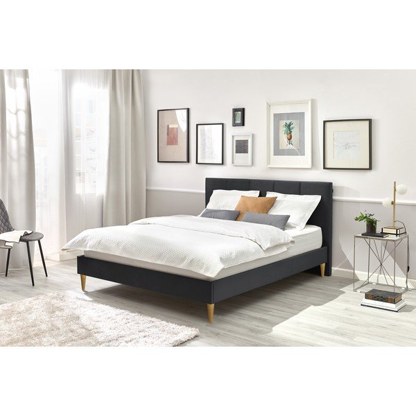 Antracitová čalouněná dvoulůžková postel s roštem 180x200 cm Vivara – Bobochic Paris-image-3