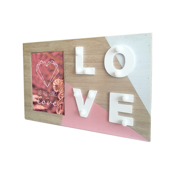 Dřevěná dekorace s rámeček Maiko Love