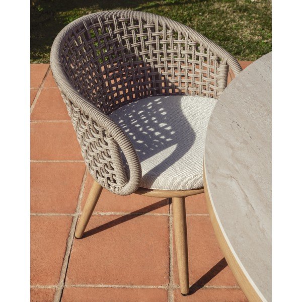 Taupe polstrovaná zahradní židle Lidario – Kave Home-image-1