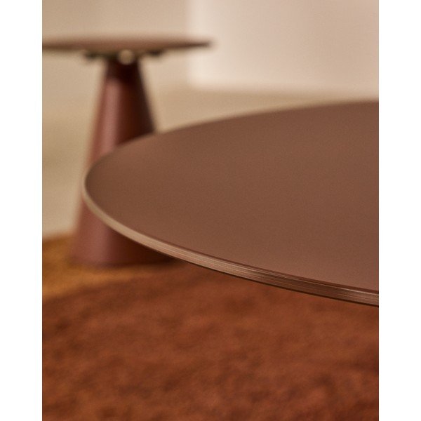 Kulatý konferenční stolek se skleněnou deskou v terakotové barvě ø 80 cm Wilshire – Kave Home-image-4