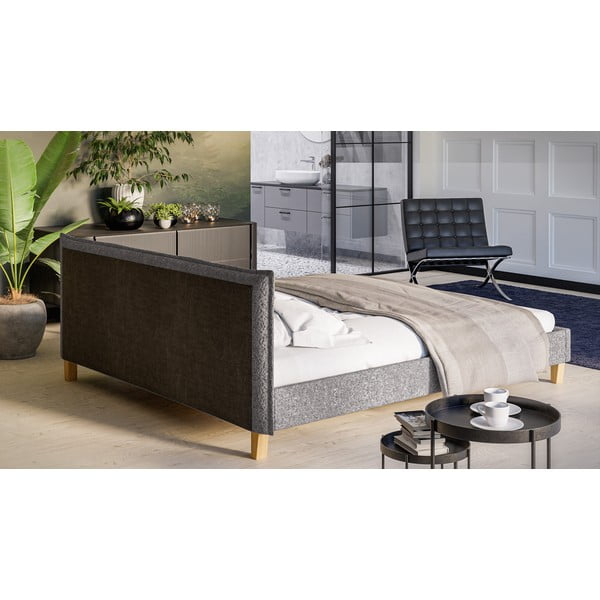 Šedá čalouněná dvoulůžková postel s roštem 180x200 cm Tina – Ropez-image-3