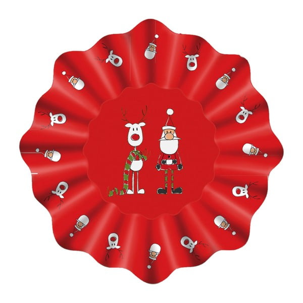 Červený skleněný talíř s vánočním motivem PPD Xmas Plate Rudi Scarf, ⌀ 32 cm