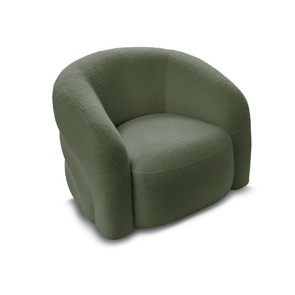 Zelené otočné křeslo z textilie bouclé Elina – Bobochic Paris-image-3