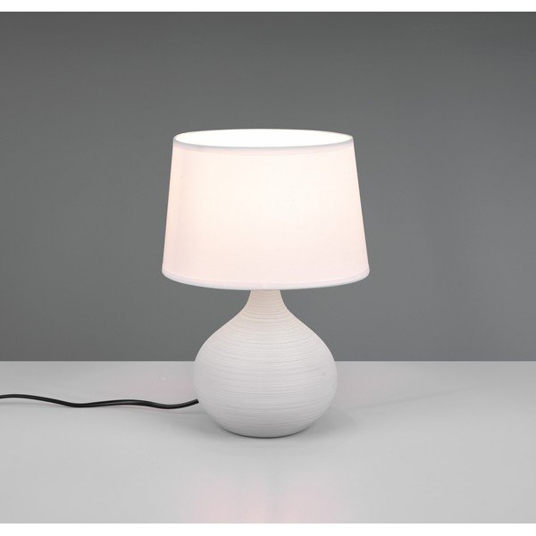 Bílo-hnědá stolní lampa z keramiky a tkaniny Reality Martin, výška 29 cm-image-2