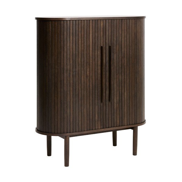 Skříňka v dekoru dubu s posuvnými dveřmi v tmavě přírodní barvě 100x118x40 cm Meta – Unique Furniture