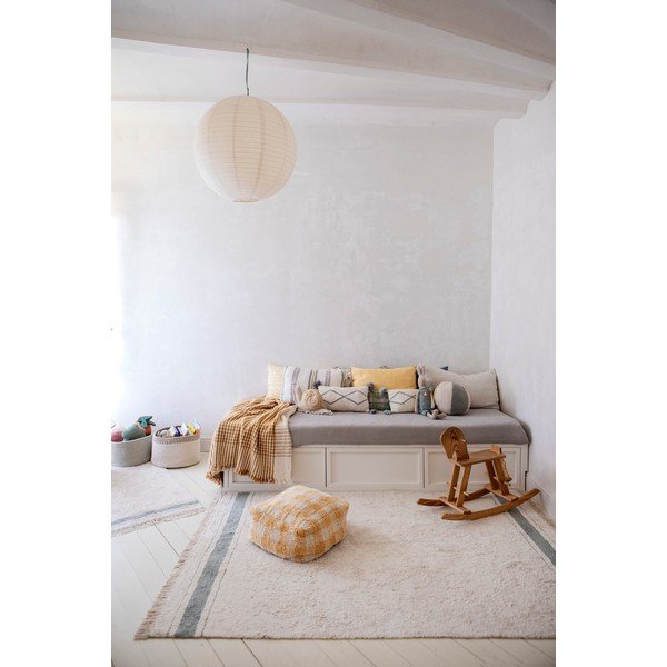 Modro-krémový pratelný ručně tkaný bavlněný koberec 140x200 cm Gastro Vintage Blue – Lorena Canals-image-3