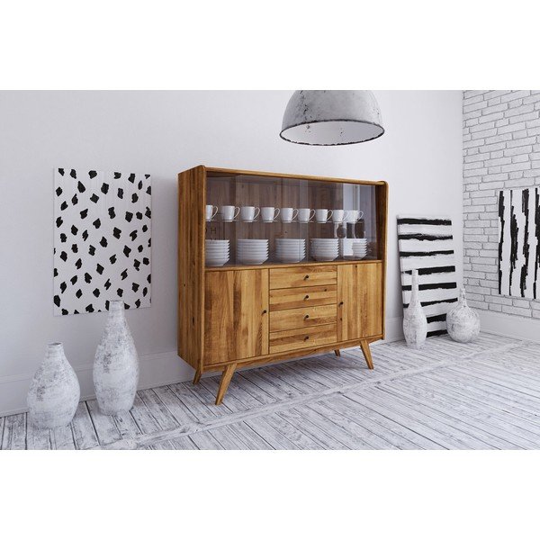 Vitrína z dubového dřeva 160x154 cm Retro - The Beds-image-1