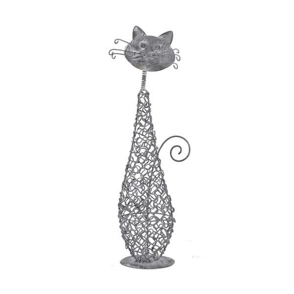 Šedá drátěná Dekorace ve tvaru kočky Ego Dekor, výška 26 cm