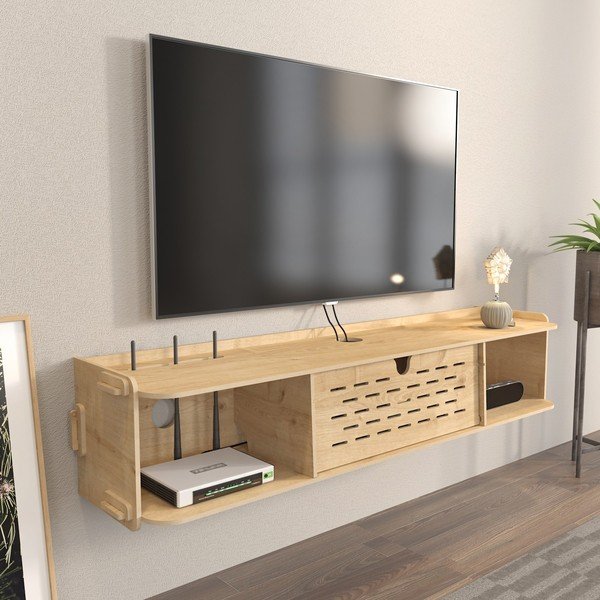 TV stolek v dekoru dubu v přírodní barvě 116,5x19,5 cm Sima – Kalune Design-image-1