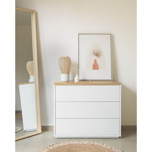 Bílá nízká komoda 90x75 cm Abilen – Kave Home-image-1