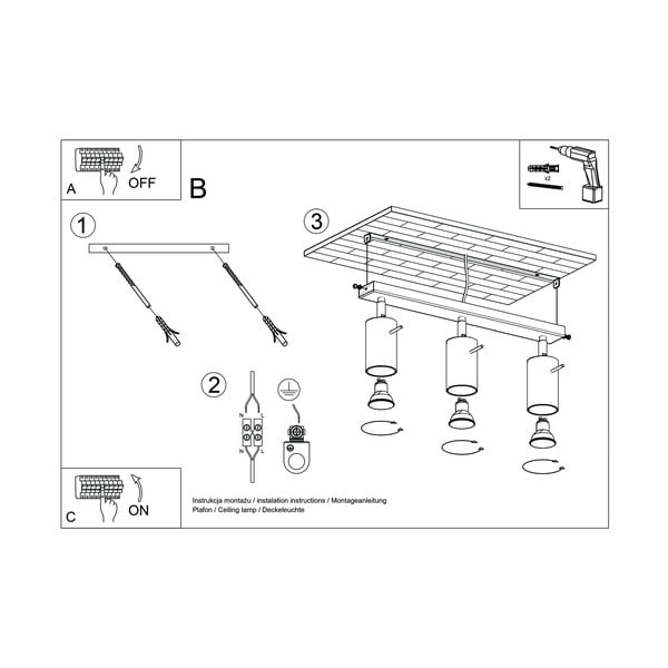Šedé stropní svítidlo Sollux Etna, délka 45 cm-image-4