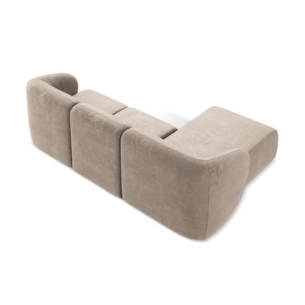 Světle hnědá žinylková rohová pohovka (levý roh/s lenoškou) Lani – Makamii-image-3