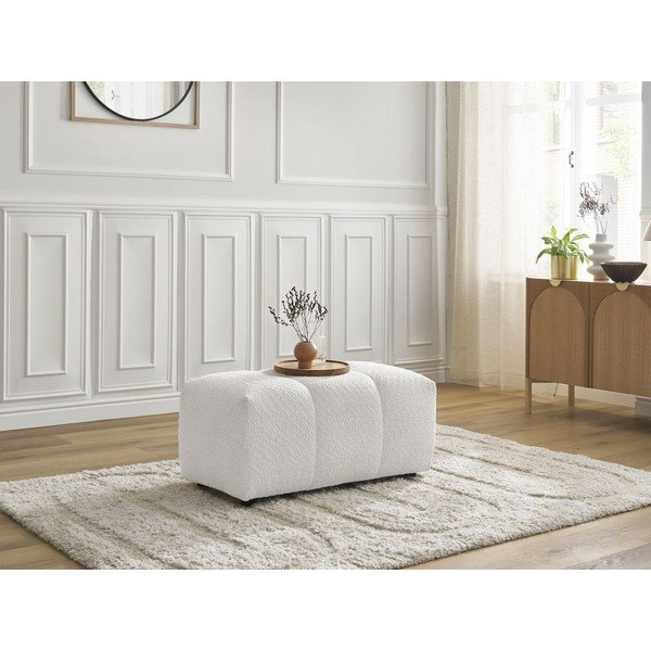 Bílá podnožka z textilie bouclé Roxelane – Bobochic Paris-image-4