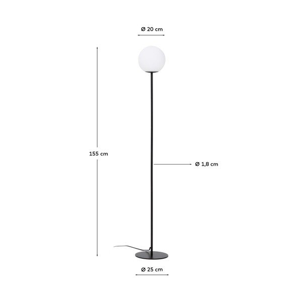 Bílá/černá stojací lampa se skleněným stínidlem (výška 155 cm) Brisia – Kave Home-image-4
