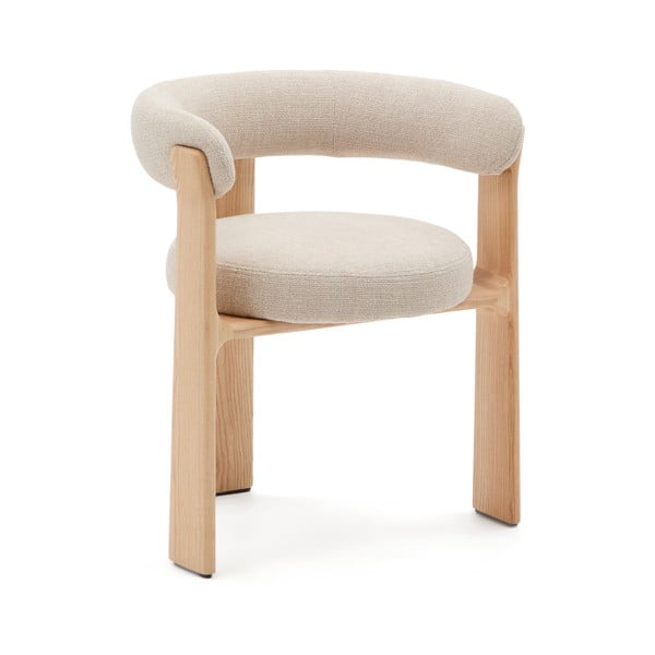 Béžové/v přírodní barvě jídelní křeslo s područkami z jasanového dřeva Granite – Kave Home