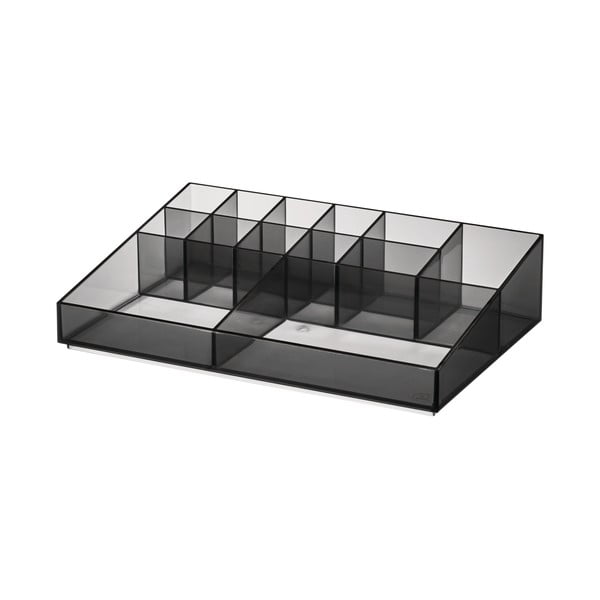 Matně černý koupelnový organizér na kosmetiku z recyklovaného plastu Cosmetic Station – iDesign-image-2