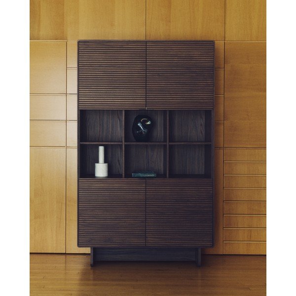Tmavě hnědá skříň v dekoru ořechu 100x163x40 cm Norlen – Kave Home-image-3