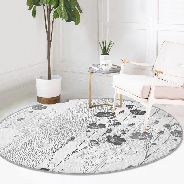 Šedý pratelný kulatý koberec vhodný pro robotické vysavače ø 80 cm Comfort – Mila Home-image-2