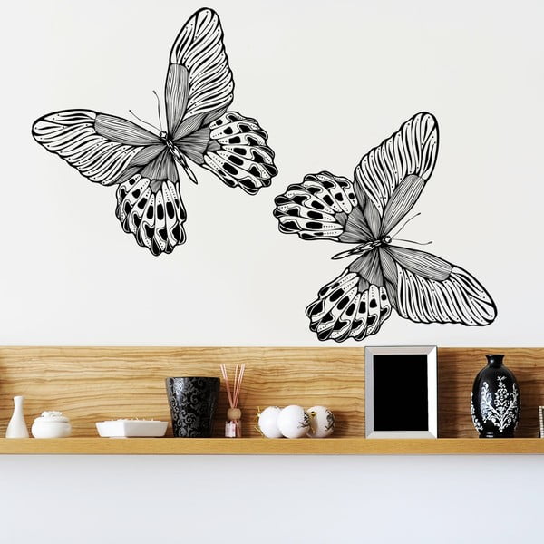 Dekorativní samolepka na zeď Dva černí motýlové