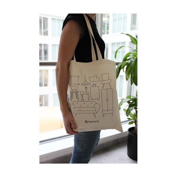 Krémová plátěná taška Bonami-image-3