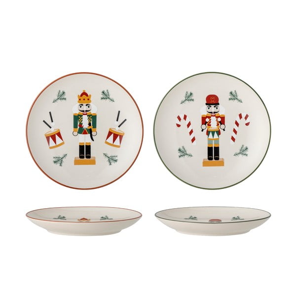 Krémové dezertní  talíře s vánočním motivem z kameniny v sadě 2 ks ø 16 cm Jolly – Bloomingville-image-2