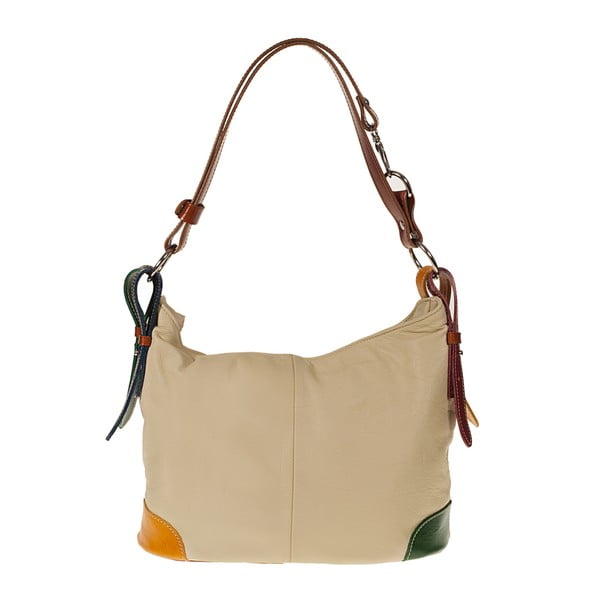 Béžová kožená kabelka Pitti Bags Coretta
