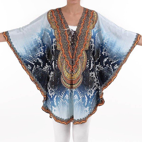 Plážová tunika Blouse modrá/oranžová, vel. M