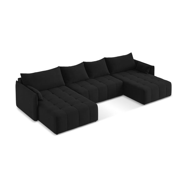 Černá rozkládací/s úložným prostorem rohová pohovka (do "U") Moku – Makamii-image-2