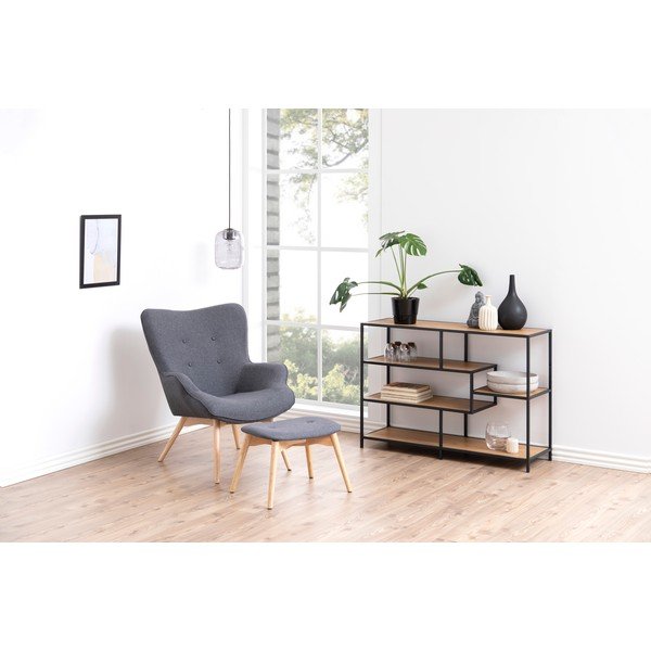 Černá/přírodní knihovna v dekoru dubu 114x78 cm Seaford – Actona-image-1