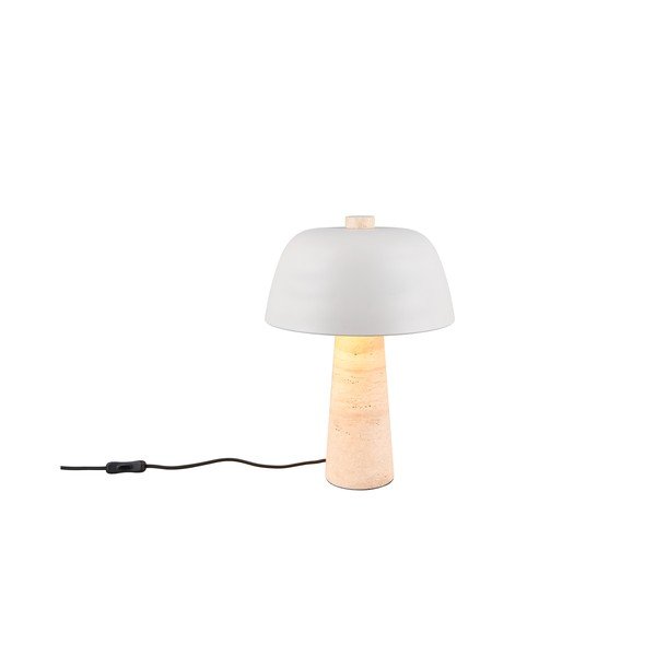 Bílá/béžová stolní lampa s kovovým stínidlem (výška 41 cm) Timba – Trio Select-image-4
