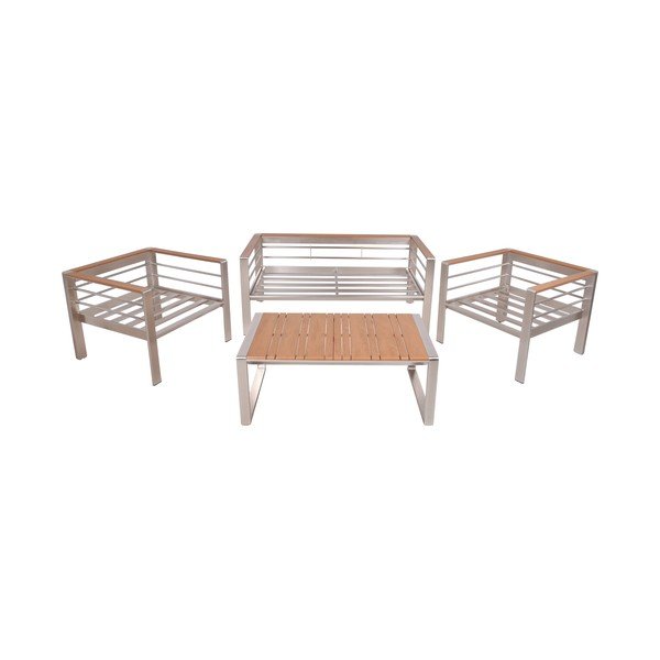 Šedý kovový zahradní lounge set pro 4 Florence – Garden Pleasure-image-3