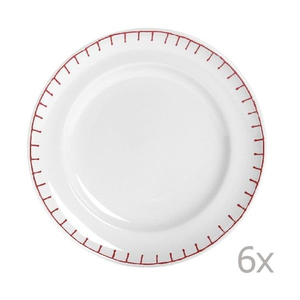 Sada 6 talířů Sophie Stitch 21 cm, červený
