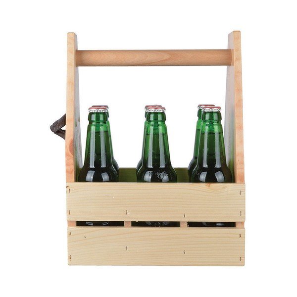 Dřevěná přenoska na lahve s otvírákem Ego Dekor-image-1