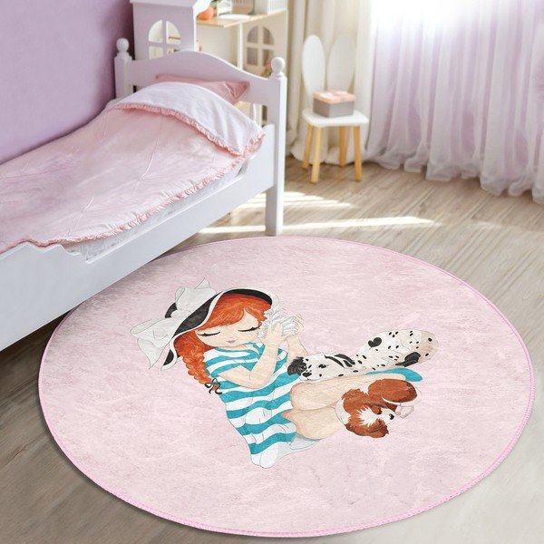 Růžový dětský koberec ø 100 cm Comfort – Mila Home-image-2
