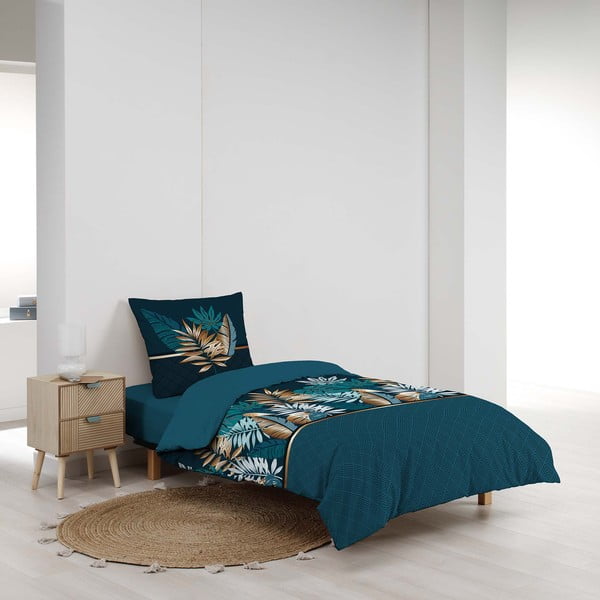 Bavlněné povlečení na jednolůžko v petrolejové barvě 140x200 cm Alianor – douceur d'intérieur-image-2