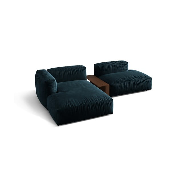 Tmavě modrá sametová modulární rohová pohovka (levý roh/s lenoškou) Martina – Micadoni -image-2