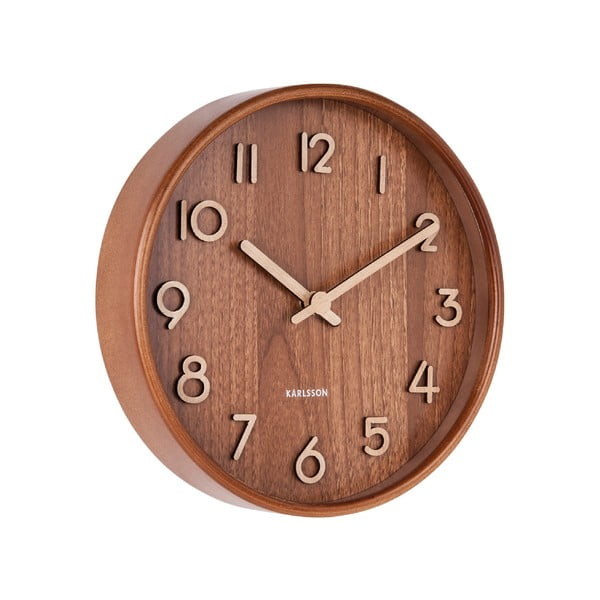 Hnědé nástěnné hodiny z lipového dřeva Karlsson Pure Small, ø 22 cm-image-1