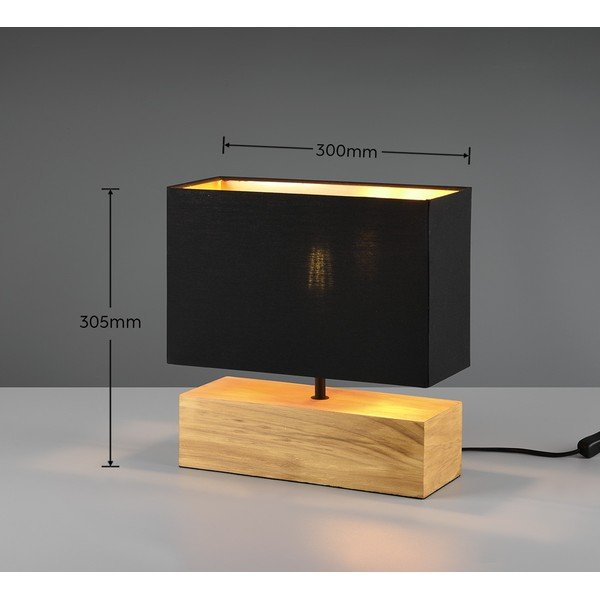 Stolní lampa s textilním stínidlem v černo-přírodní barvě (výška 30 cm) Woody – Reality-image-3