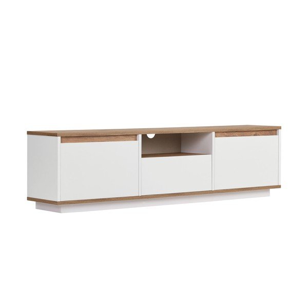 Bílý/v přírodní barvě TV stolek v dekoru borovice 160x42x30 cm Sentinel – Kalune Design