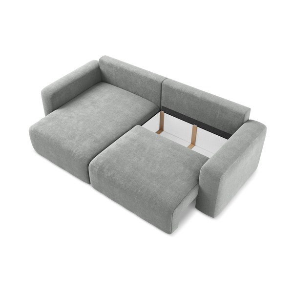 Šedá žinylková rozkládací/s úložným prostorem rohová pohovka (levý roh/s lenoškou) Kona – Makamii-image-4