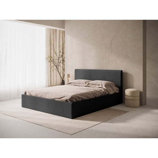 Antracitové čalouněné čelo postele 210,5x100 cm Remo – Micadoni -image-1