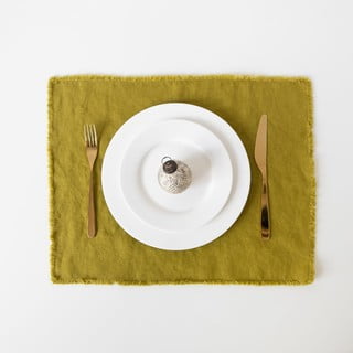 Zelené lněné prostírání Linen Tales Classic, 40 x 35 cm
