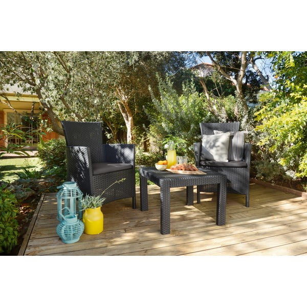 Antracitový zahradní lounge set z umělého ratanu pro 2 Rosario – Keter-image-3