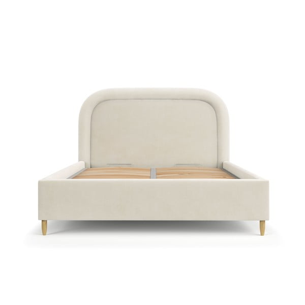 Krémová čalouněná dvoulůžková postel s úložným prostorem s roštem 140x200 cm Mija – Maison de Rêve-image-2