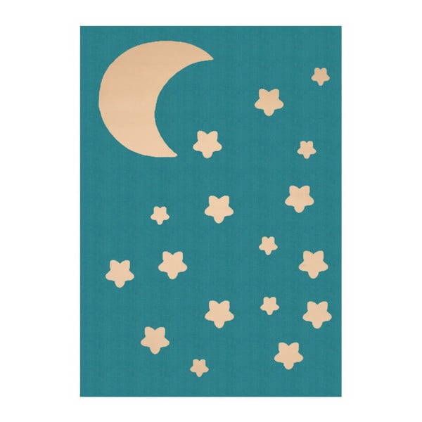 Dětský tyrkysový koberec Zala Living Night Sky, 140 x 200 cm